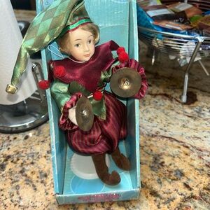Vintage  Jester Doll with Red and Green Attire